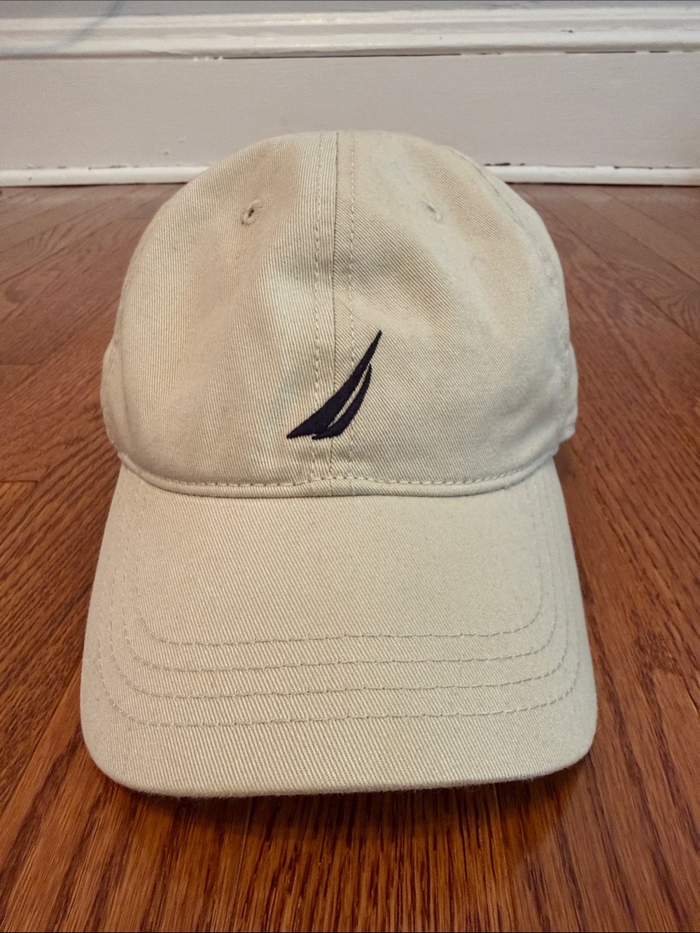 Nautica Beige Baseball Cap with Navy Sail Logo